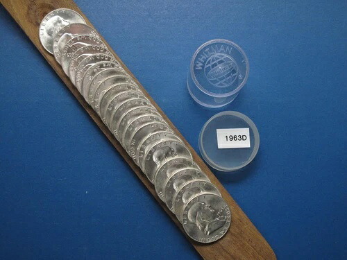 1963年フランクリンハーフダラー 10ドル額面 20枚 UNC 90% 銀貨 非常に美しいロール