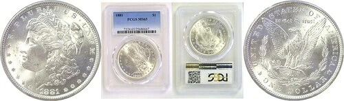 1881年 $1モーガンドル-PCGS MS-65- 105,600円