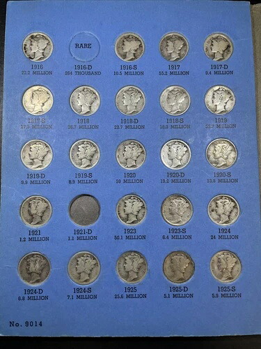1916年 - 1945年 ほぼ完全マーキュリーダイムセット - 75コイン-16D & 21Dの欠品 : #4-｜WORLD RESOURCE【QUEEN店】