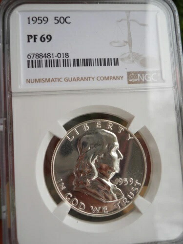 1959 フランクリンハーフ NGC PF69 ブリリアントホワイト PR69 レア-