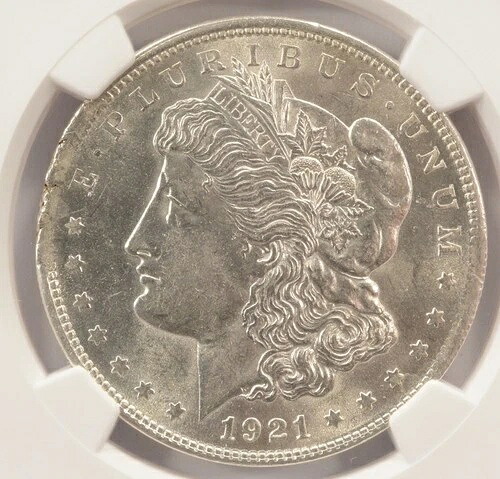 1921年 1ドル モルガン・ダラー 10時位置ラギッドクリップ NGC AU58｜WORLD RESOURCE【QUEEN店】