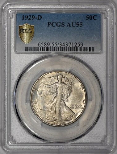 1929-D ウォーキング・リバティ・ハーフダラー 50セント PCGS AU55｜WORLD RESOURCE【QUEEN店】