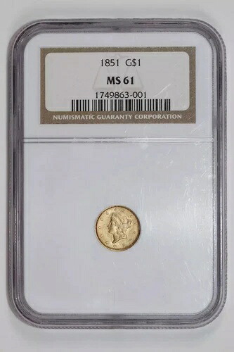 1851年 ゴールドドル NGC MS61-