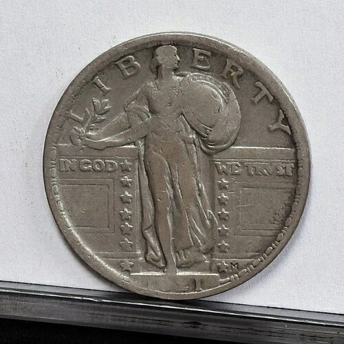 1921年製 スタンディング・リバティ・クォーター - Ch VF 詳細、クリーニング済み (#59742-L) 107,250円