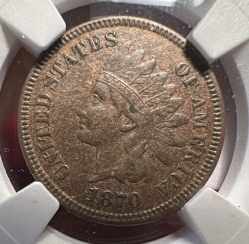 1870年インディアンヘッドセント 浅いN XF 40 非常に良好なNGC認定