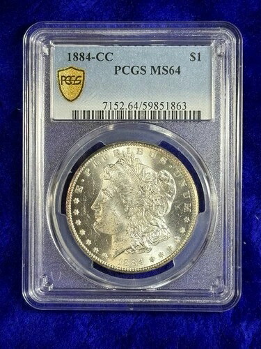 1884年-CC US $1 モーガンシルバードル カーソンシティコイン PCGS MS64-