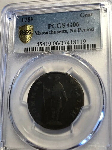 マサチューセッツ州 ノーピリオド セント コロニアル PCGS G-06 -ノーピリオド (素敵な古いコイン)