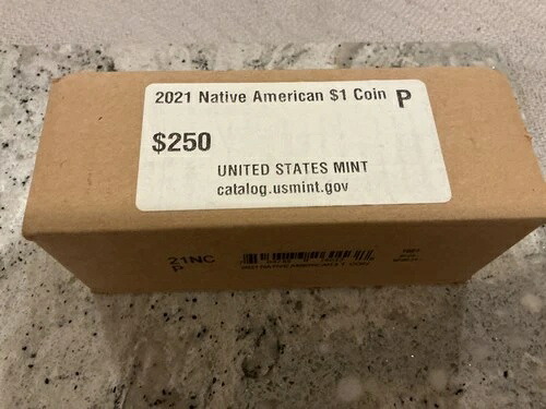 2021 P $1 サカガウィアドル ネイティブアメリカン ミントボックス $250 10ロール 25枚入り 107,250円