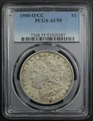 1900 O/CC OMM モルガン銀貨 $1 PCGS AU 55