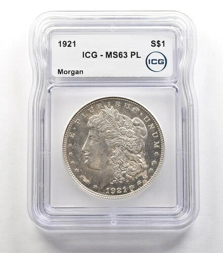 1921年 モルガン銀貨 MS63 PL ICG *6714