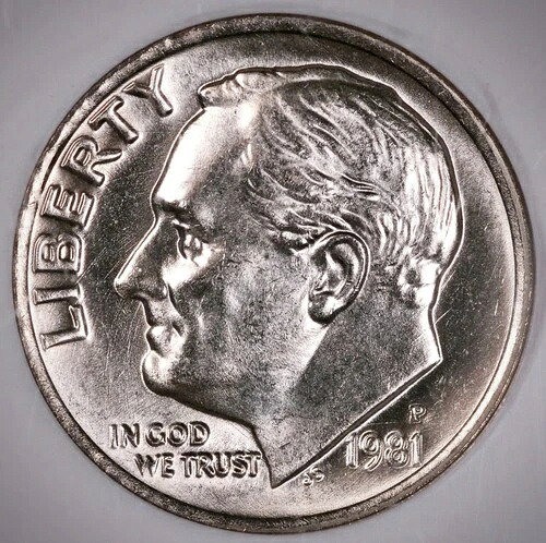 1981年 P ルーズベルト 10セント NGC MS68FT - トップポップ 30/0