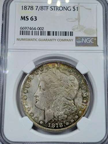 $1 1878 7/8 TF 尾羽根 強い モーガン シルバー ドル NGC MS 63 Vam 36?