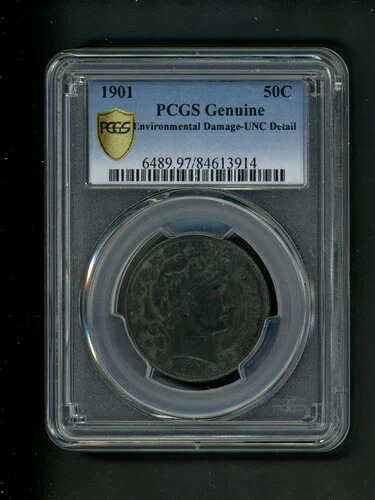 1901年 US バーバーハーフドル 50c 0.50 PCGS 純正 UNC ディテール環境 ダメージタイプ コイン-