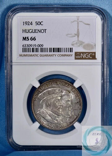 1924年 ユグノー記念 50セント NGC MS66 - プレミアムジェム 魅力的な色調