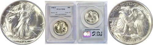 1940年代後半のウォーキング・リバティ・ハーフダラー - PCGS MS-66