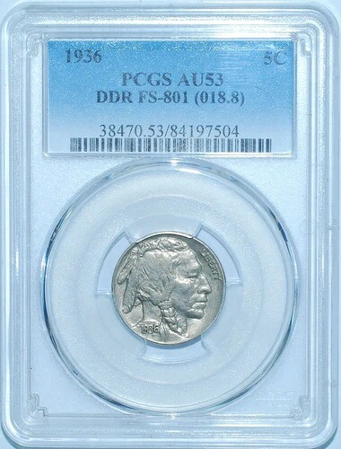 1936年 PCGS AU53 FS-801 DDR ダブルダブルダイ リバース バッファローニッケル