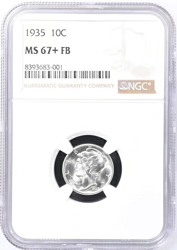 1935年製 マーキュリーダイム NGC MS-67+ FB CAC