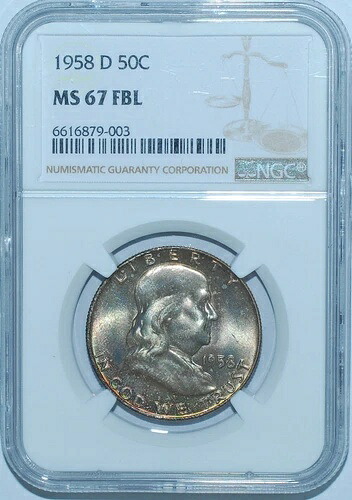 1958 D NGC MS67FBL フルベルライン フランクリン ハーフダラー ミントセット トーン 216,150円