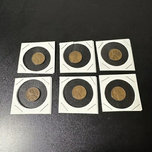 1944年製ウィートペニー6枚セット（エラーなし、ミントマーク「L」リバティリム、その他エラーあり）