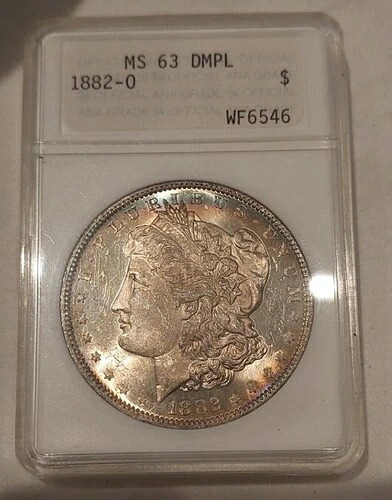 1882-O $1 モーガン銀貨 MS-63 DMPL 旧 ANA ホルダー、実に素晴らしい!