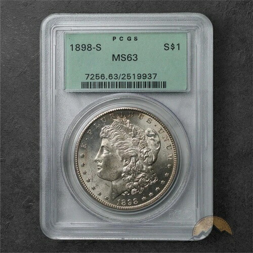 1898-S モルガン銀貨 1ドル - PCGS MS63 - オールドグリーンラベル - サンフランシスコ