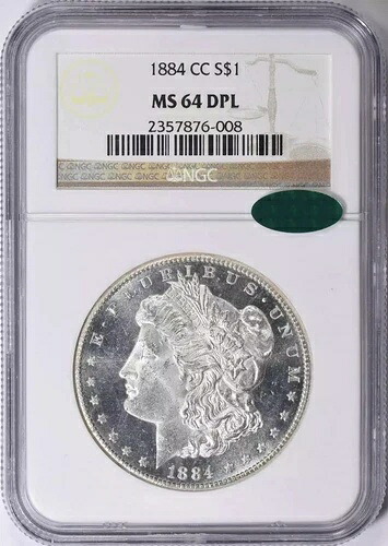 1884年 CC モルガン銀貨 NGC MS-64 DPL CAC