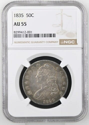 1835年製 キャップドバスト ハーフダラー NGC AU-55 CAC