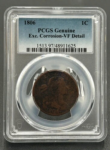 1806年 1セント ドレープバスト ラージセント NGC 非常に良好な、良好な初期ラージセント