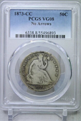 1873年-CC 着席リバティハーフドル 矢なし 50セント PCGS VG08 #6893｜WORLD RESOURCE【QUEEN店】
