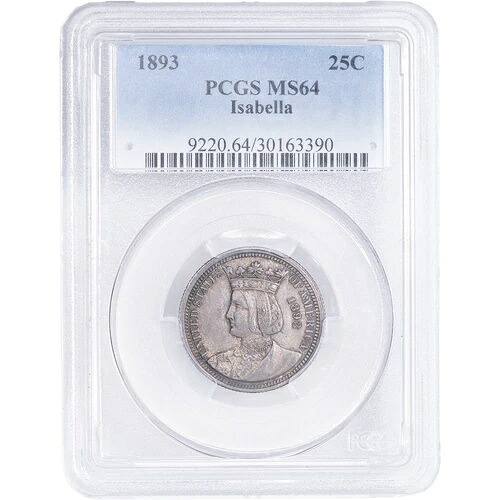 1893年イザベラ記念クォーター、PCGS MS64 トーン!