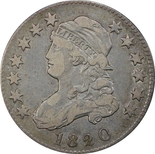 1820年 VF25 キャップドバストクォーター ブラウニング 2 ラージ 0、PCGS 50415200｜WORLD RESOURCE【QUEEN店】
