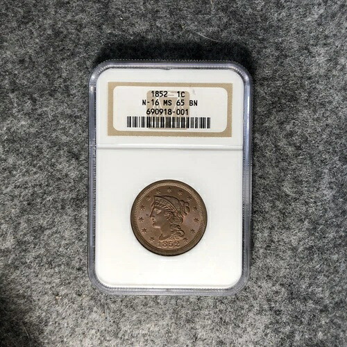 1852年 編み込みヘア ラージセント NGC MS 65 BN N-16 高品位