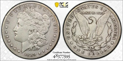 1889-CC 米国 $1 モルガン銀貨 PCGS 正規品 ~ 細部まで美しい ~ カーソンシティ