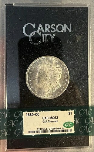 1880-CC GSA CAC MS63 モルガン銀貨