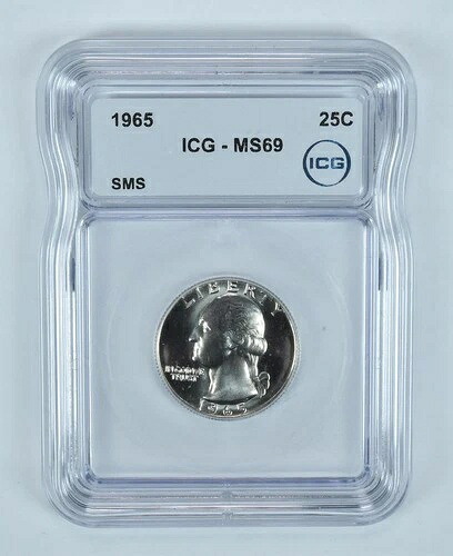 1965年ワシントンクォーターSMS MS69 ICG