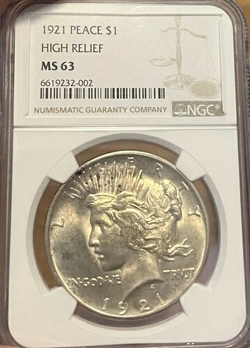 1921年 NGC MS63 ピースシルバードル 214,500円