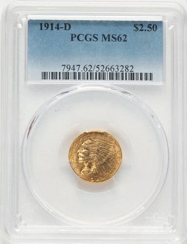 1914-D 2.50ドル インディアンクォーターイーグル PCGS MS62 (780326041)