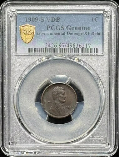 1909-S リンカーン小麦セント PCGS XF 詳細、環境ダメージ 221,100円