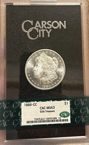 1880-CC GSA CAC MS63 モルガン銀貨