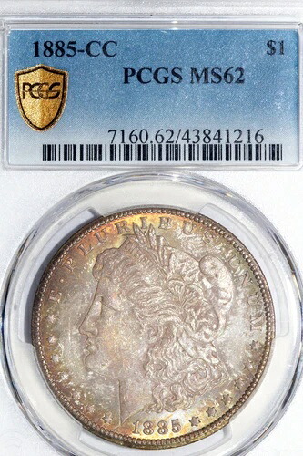 ロールトーン 1885-CC モルガン銀貨 PCGS グレード MS62 (AWS-182) (43841216)