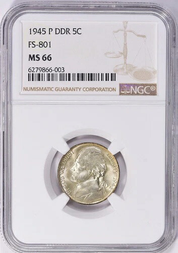 1945 P- ジェファーソンニッケル- DDR- FS801- NGC MS66
