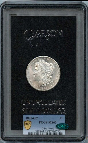 1881-CC モルガン・ダラー GSA ホード S$1 PCGS MS63 (CAC)