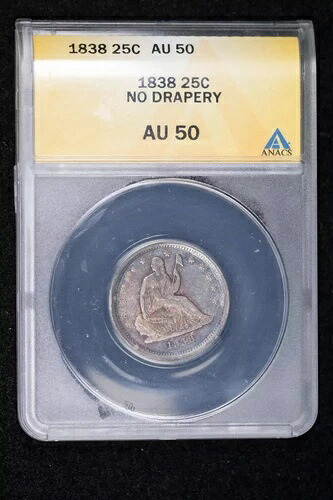 1838年 着席型自由の女神像 ANACS AU-50