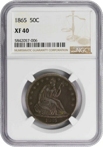 1865年 自由の女神像 銀貨 ハーフドル EF40 NGC