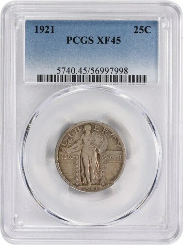 1921年 スタンディング・リバティ・シルバー・クォーター EF45 PCGS