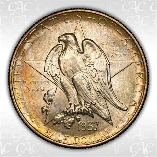 1937年テキサス50セントCACG MS 67