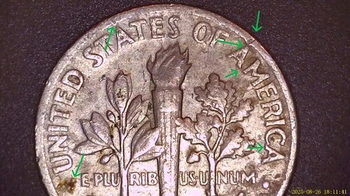 1973年 ルーズベルト ダイム ミントマークなし 流通状態 DDエラー -