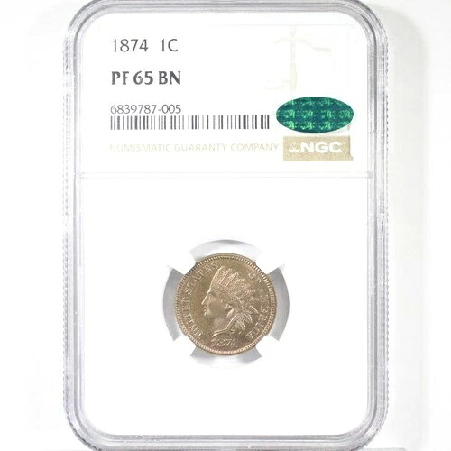1874 1C NGC/CAC PR65BN - インドセント - 普及型プルーフ発行