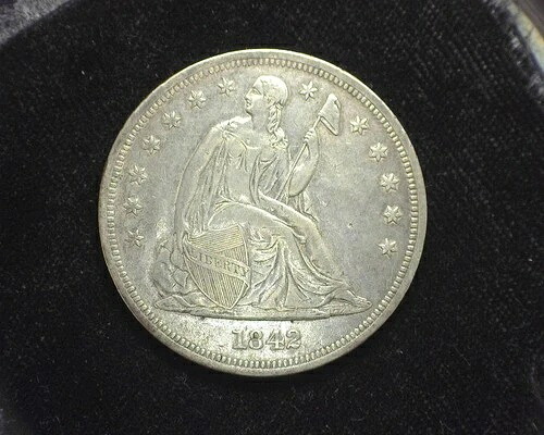 HS&C: 1842年 リバティ・シーテッド・ドル XF - 米国コイン 221,650円