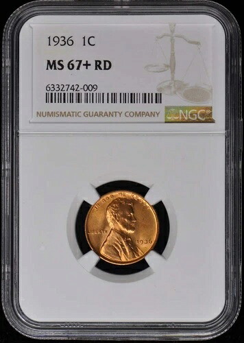 1936年 ウィートリバース リンカーンセント 1C NGC MS67+RD